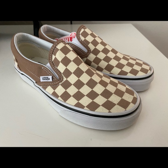 cream checkered vans